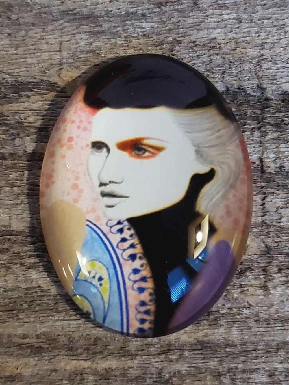 Artsy Fantasy Woman Fairy Tale Sorceress 40x30mm Oval Glass Cabochon